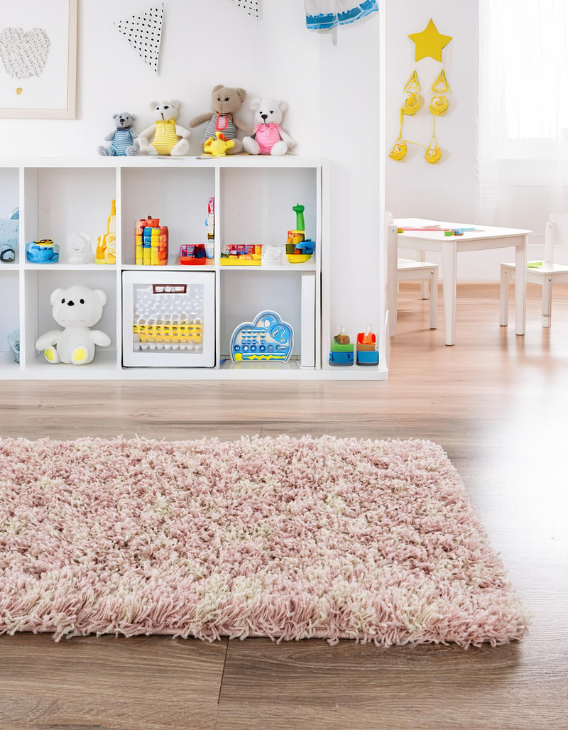Berber Lattice Shag Collection Area Rug - Atlas (Light Pink) Runner Light Pink lifestyle 24
