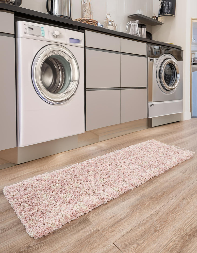 Berber Lattice Shag Collection Area Rug - Atlas (Light Pink) Runner Light Pink lifestyle 26