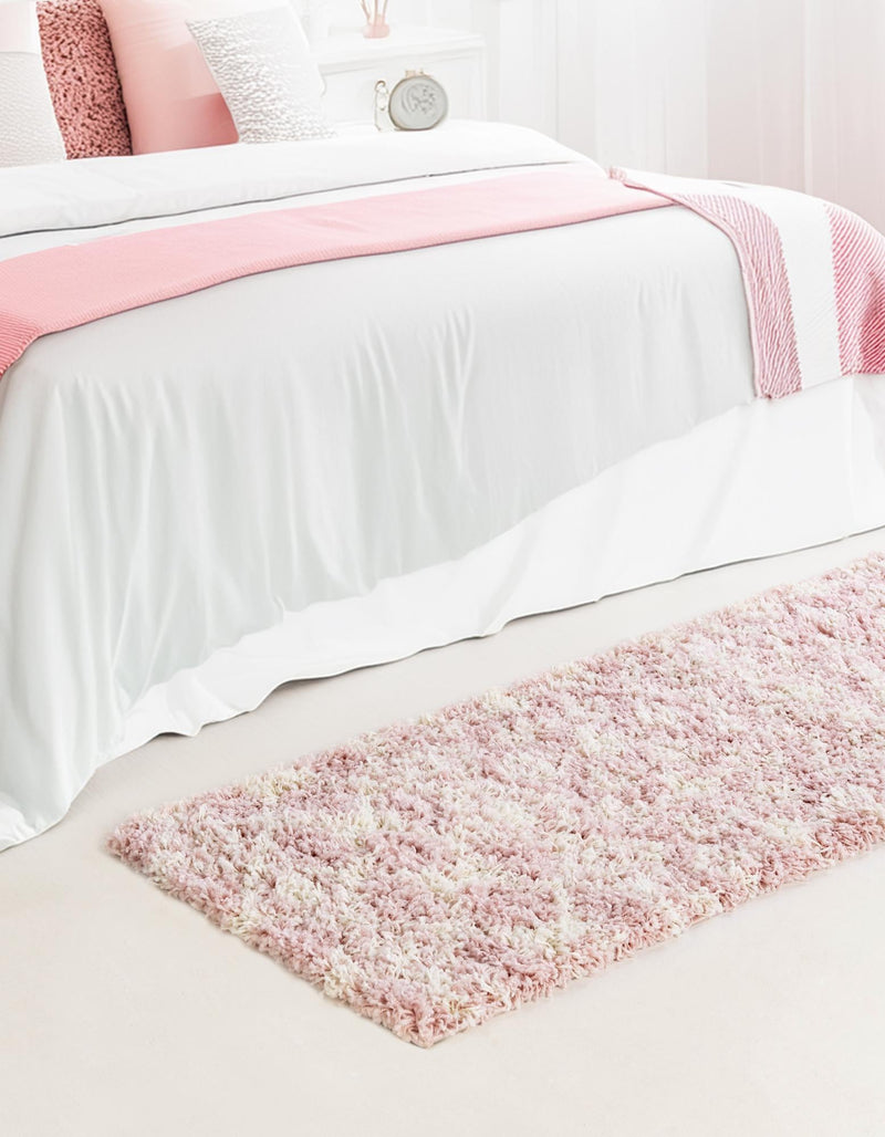 Berber Lattice Shag Collection Area Rug - Atlas (Light Pink) Runner Light Pink lifestyle 28