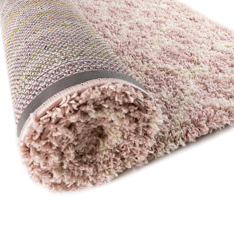 Berber Lattice Shag Collection Area Rug - Atlas (Light Pink) Runner Light Pink lifestyle 11
