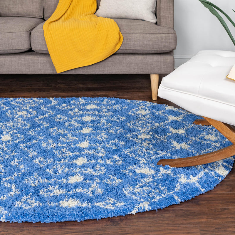 Berber Lattice Shag Collection Area Rug - Atlas (Periwinkle Blue) Oval Periwinkle Blue lifestyle 14