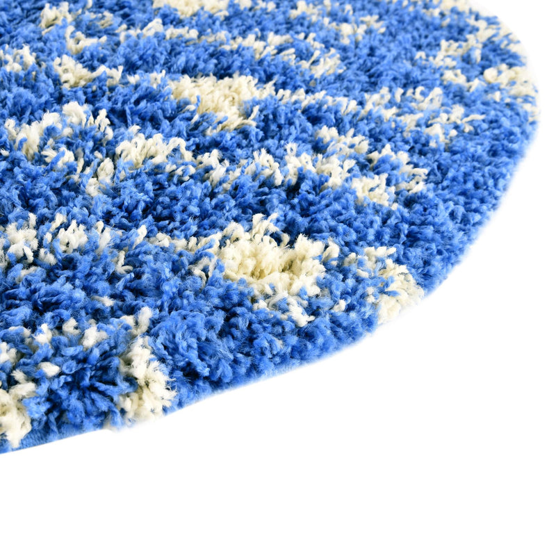 Berber Lattice Shag Collection Area Rug - Atlas (Periwinkle Blue) Round Periwinkle Blue lifestyle 8