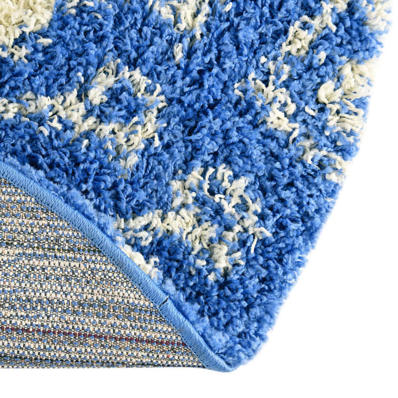 Berber Lattice Shag Collection Area Rug - Atlas (Periwinkle Blue) Round Periwinkle Blue lifestyle 10