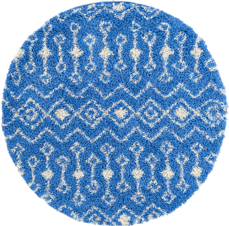 Berber Lattice Shag Collection Area Rug - Atlas (Periwinkle Blue) Round Periwinkle Blue Main