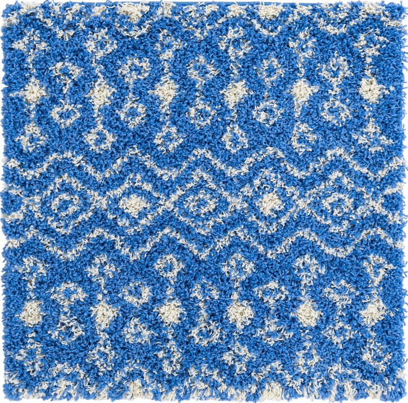 Berber Lattice Shag Collection Area Rug - Atlas (Periwinkle Blue) Square Periwinkle Blue Main