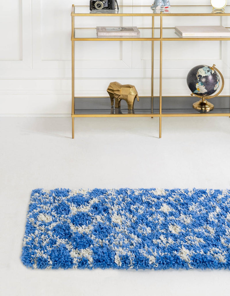Berber Lattice Shag Collection Area Rug - Atlas (Periwinkle Blue) Runner Periwinkle Blue lifestyle 3