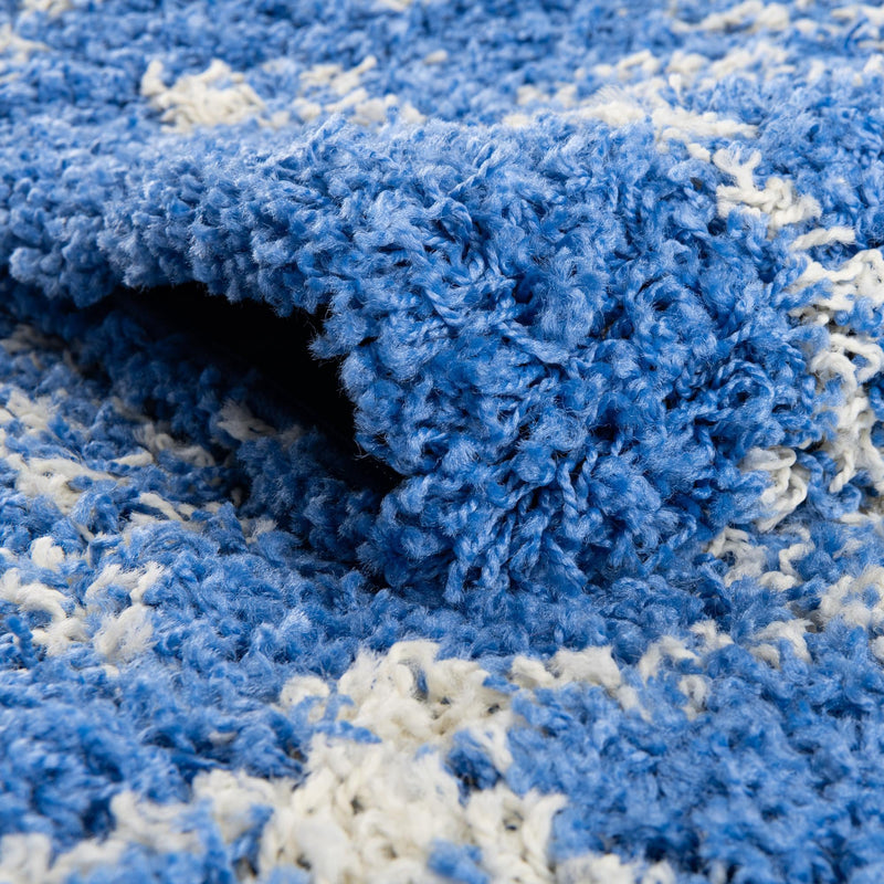Berber Lattice Shag Collection Area Rug - Atlas (Periwinkle Blue) Runner Periwinkle Blue lifestyle 5