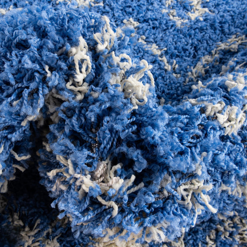 Berber Lattice Shag Collection Area Rug - Atlas (Periwinkle Blue) Runner Periwinkle Blue lifestyle 7