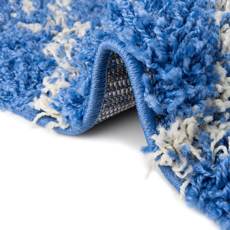 Berber Lattice Shag Collection Area Rug - Atlas (Periwinkle Blue) Runner Periwinkle Blue lifestyle 9