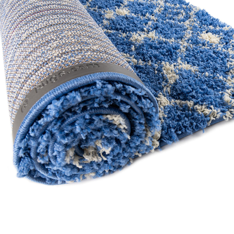 Berber Lattice Shag Collection Area Rug - Atlas (Periwinkle Blue) Runner Periwinkle Blue lifestyle 11