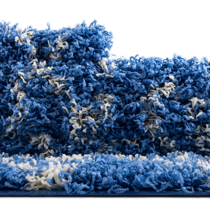 Berber Lattice Shag Collection Area Rug - Atlas (Periwinkle Blue) Runner Periwinkle Blue lifestyle 13