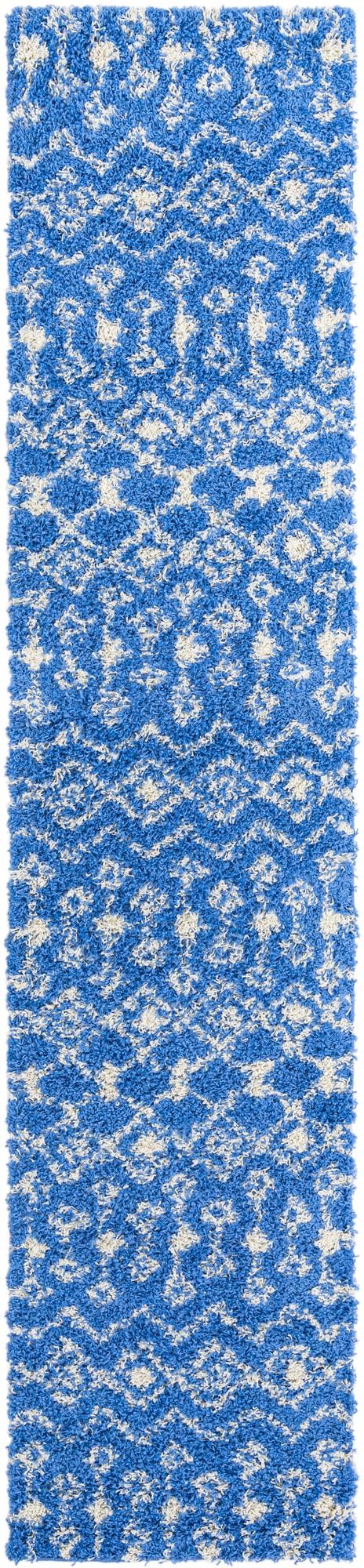Berber Lattice Shag Collection Area Rug - Atlas (Periwinkle Blue) Runner Periwinkle Blue Main