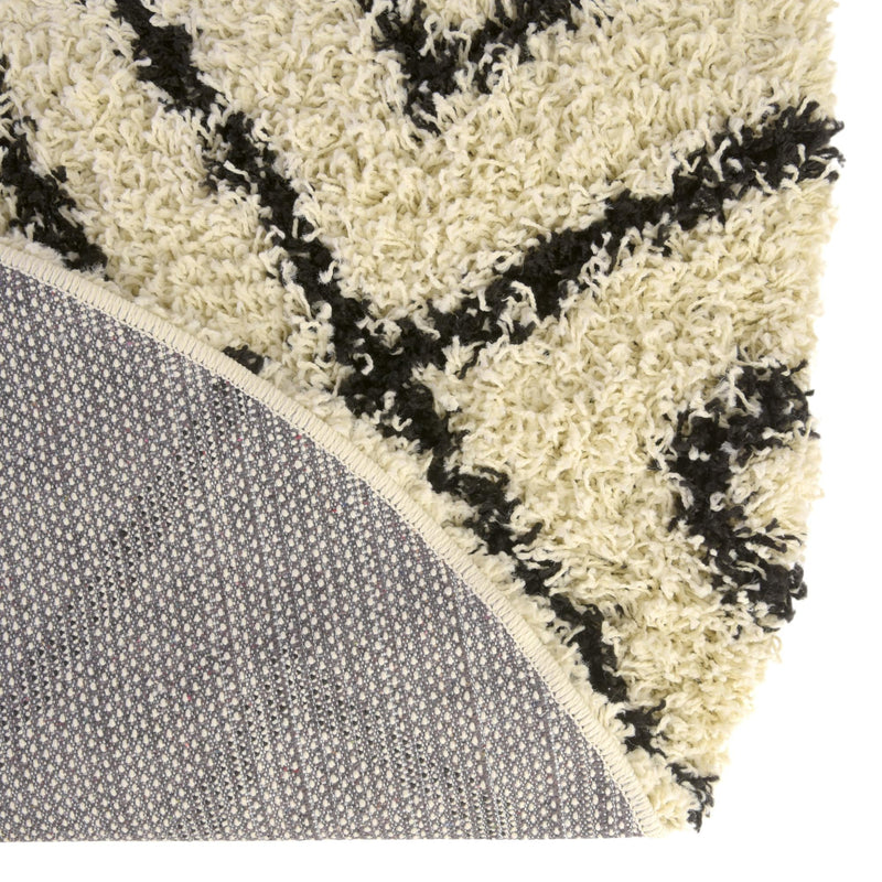 Lattice Loft Shag Collection Area Rug - Soho (White and Black) Round White and Black lifestyle 8