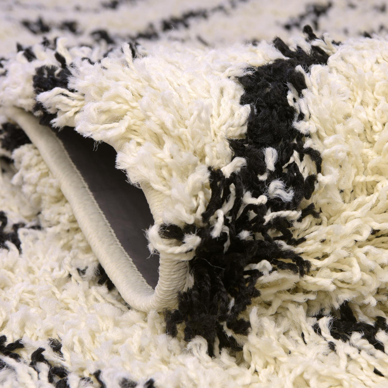 Lattice Loft Shag Collection Area Rug - Soho (White and Black) Runner White and Black lifestyle 4