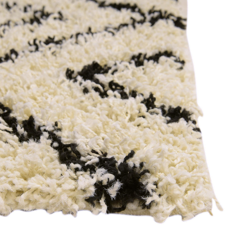 Lattice Loft Shag Collection Area Rug - Soho (White and Black) Runner White and Black lifestyle 5