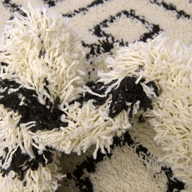 Lattice Loft Shag Collection Area Rug - Soho (White and Black) Runner White and Black lifestyle 6