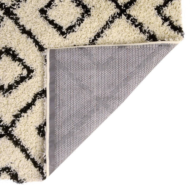 Lattice Loft Shag Collection Area Rug - Soho (White and Black) Runner White and Black lifestyle 7