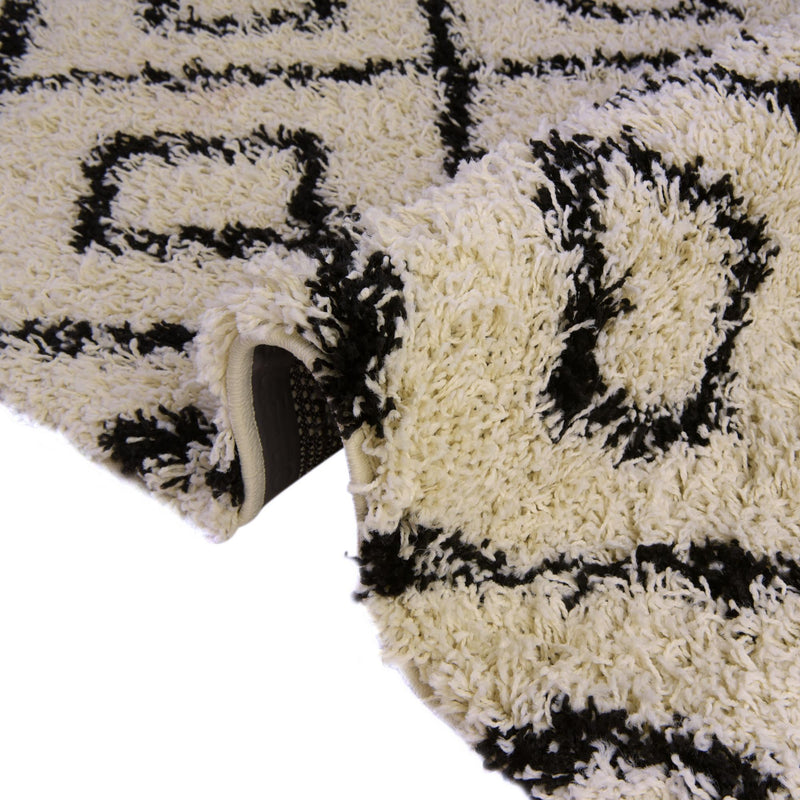 Lattice Loft Shag Collection Area Rug - Soho (White and Black) Runner White and Black lifestyle 8