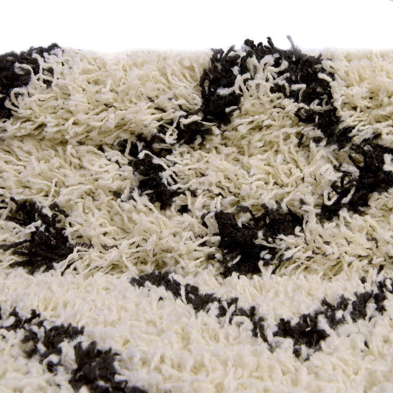 Lattice Loft Shag Collection Area Rug - Soho (White and Black) Runner White and Black lifestyle 12