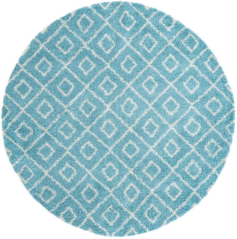 Lattice Loft Shag Collection Area Rug - Soho (Aqua) Round Aqua Main