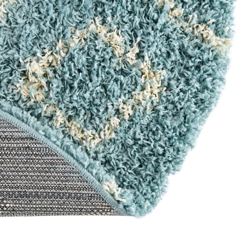 Lattice Loft Shag Collection Area Rug - Soho (Aqua) Round Aqua lifestyle 8