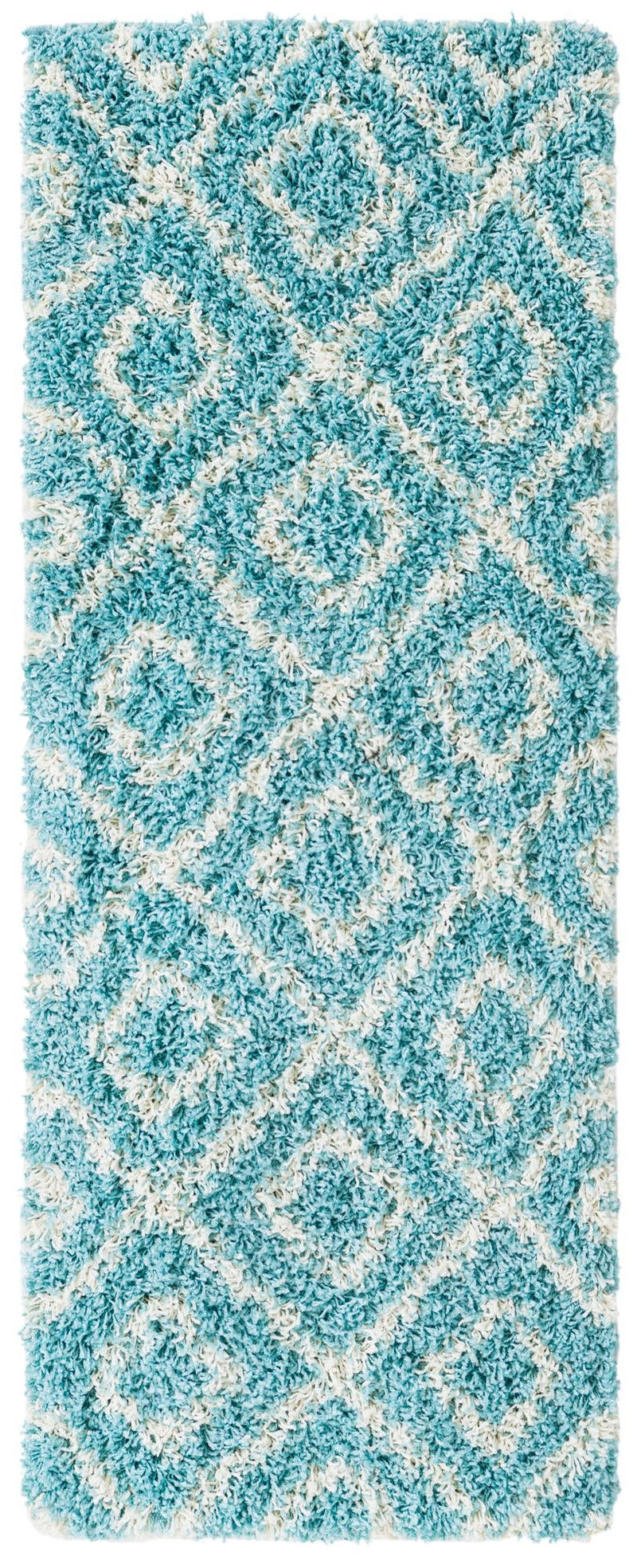 Lattice Loft Shag Collection Area Rug - Soho (Aqua) Runner Aqua Main