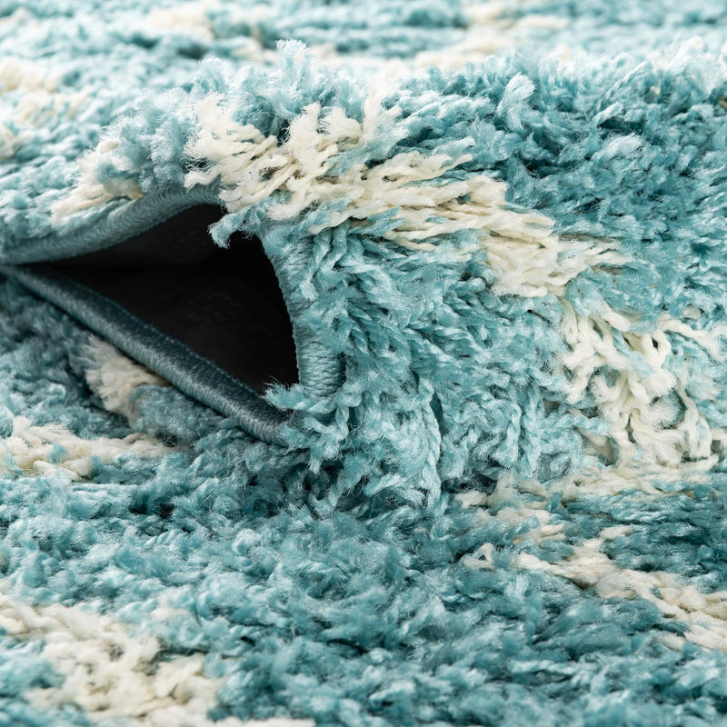 Lattice Loft Shag Collection Area Rug - Soho (Aqua) Runner Aqua lifestyle 5