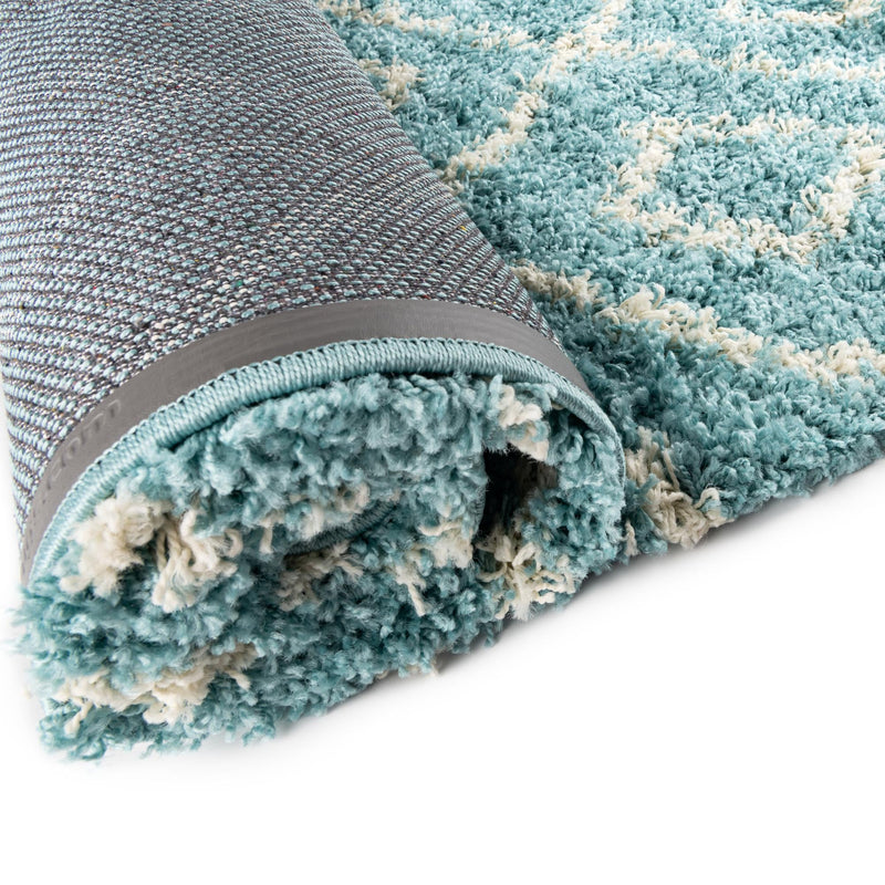 Lattice Loft Shag Collection Area Rug - Soho (Aqua) Runner Aqua lifestyle 11