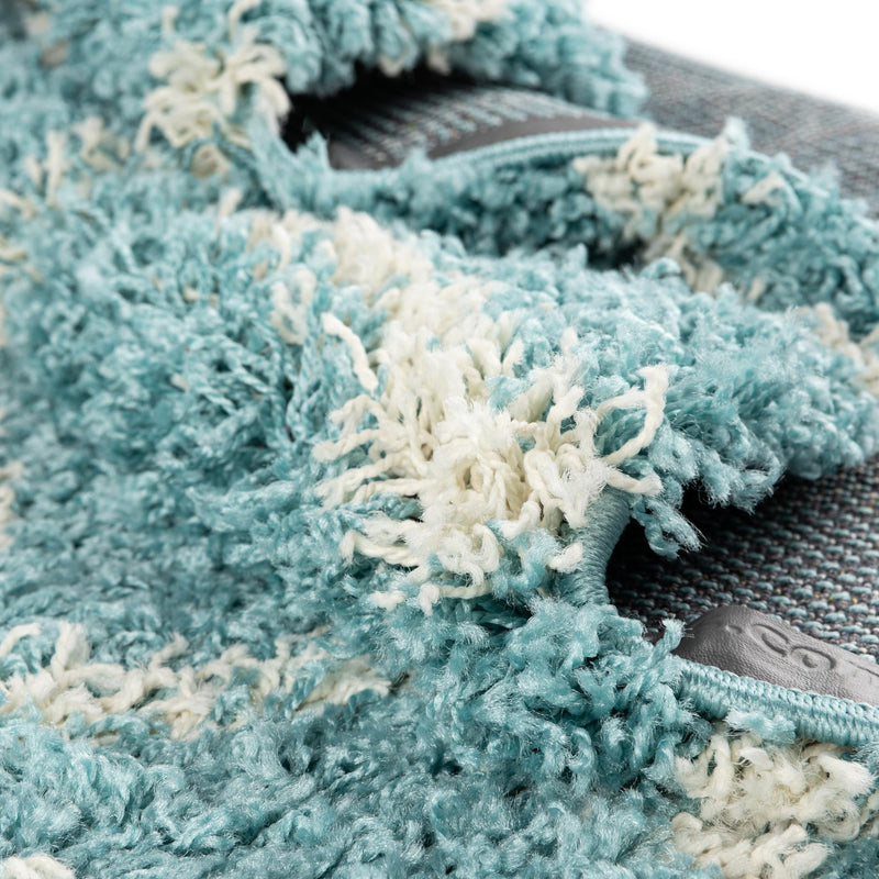 Lattice Loft Shag Collection Area Rug - Soho (Aqua) Runner Aqua lifestyle 12