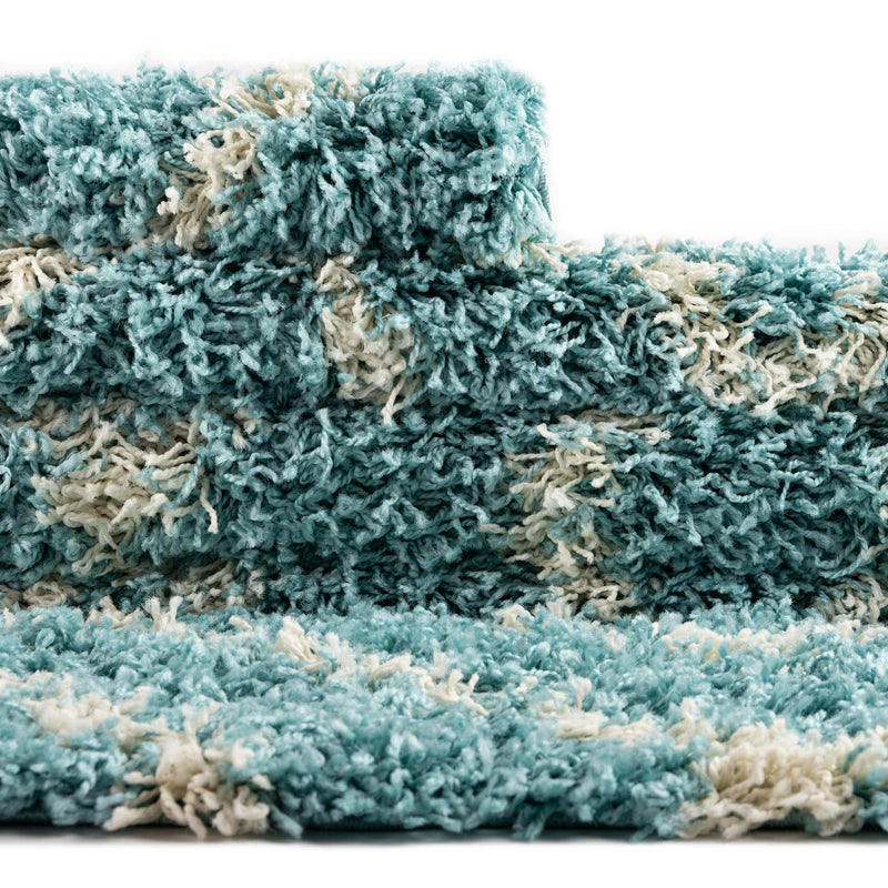 Lattice Loft Shag Collection Area Rug - Soho (Aqua) Runner Aqua lifestyle 13