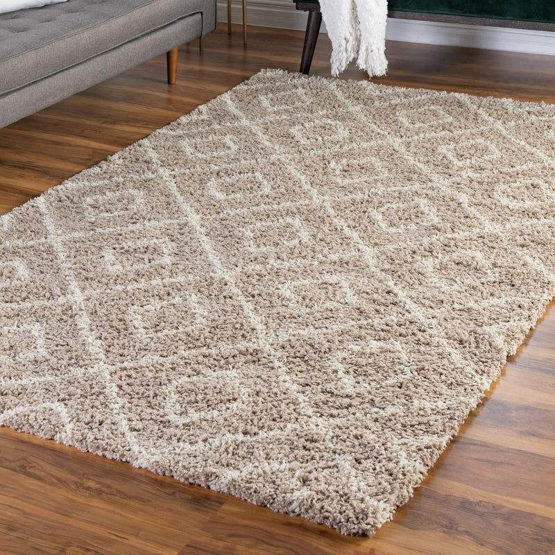 Lattice Loft Shag Collection Area Rug - Soho (Light Brown) Rectangle Light Brown lifestyle 14