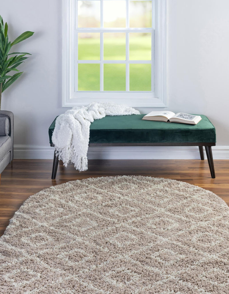 Lattice Loft Shag Collection Area Rug - Soho (Light Brown) Oval Light Brown lifestyle 2
