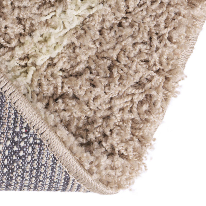 Lattice Loft Shag Collection Area Rug - Soho (Light Brown) Round Light Brown lifestyle 8