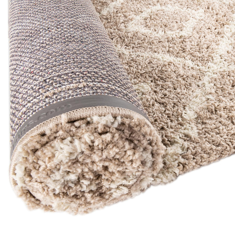 Lattice Loft Shag Collection Area Rug - Soho (Light Brown) Round Light Brown lifestyle 11