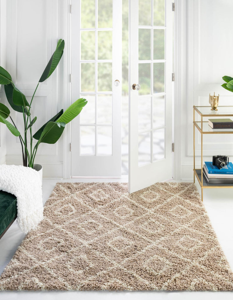 Lattice Loft Shag Collection Area Rug - Soho (Light Brown) Square Light Brown lifestyle 0