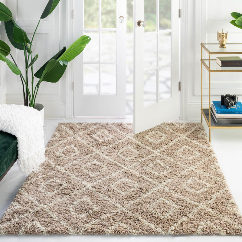 Lattice Loft Shag Collection Area Rug - Soho (Light Brown) Square Light Brown lifestyle 13