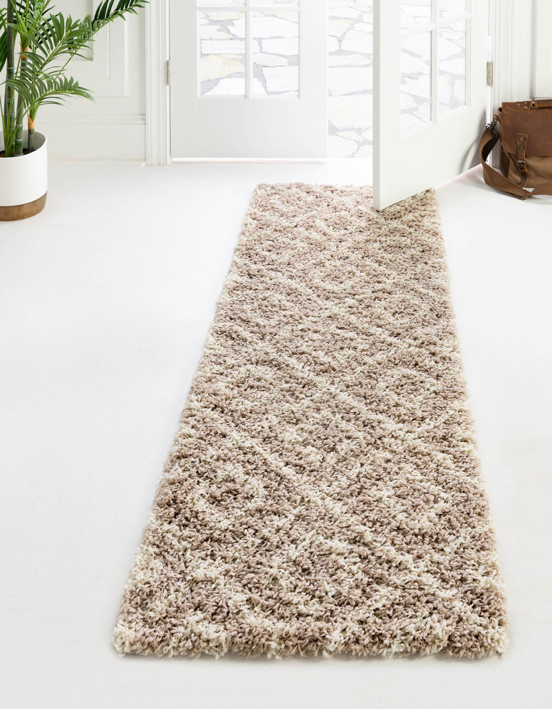 Lattice Loft Shag Collection Area Rug - Soho (Light Brown) Runner Light Brown lifestyle 0