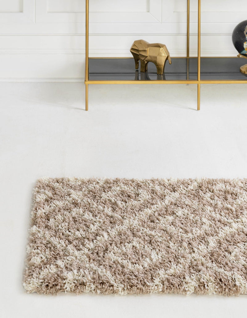 Lattice Loft Shag Collection Area Rug - Soho (Light Brown) Runner Light Brown lifestyle 3
