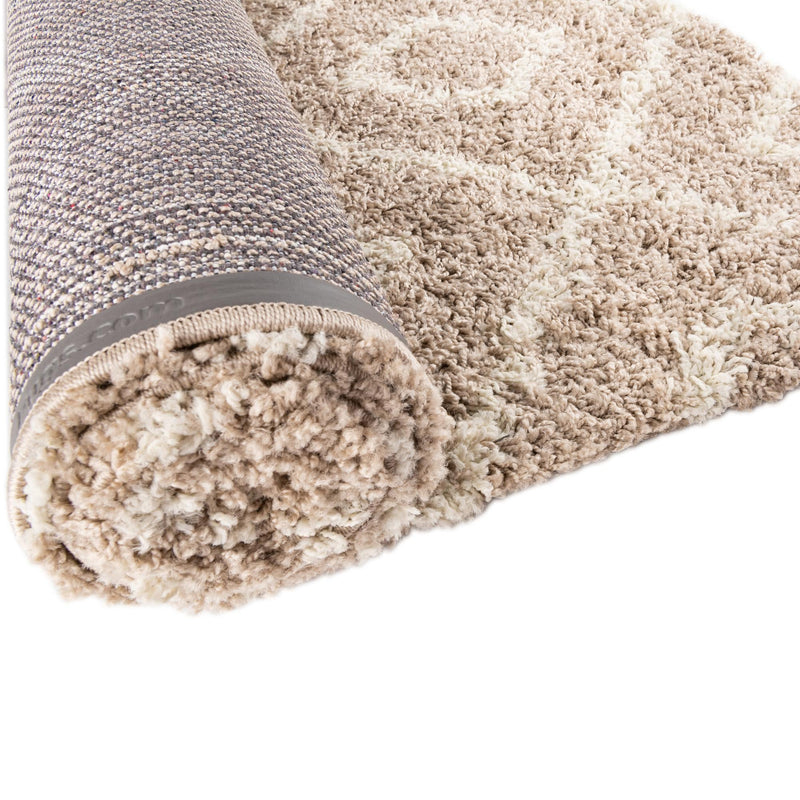Lattice Loft Shag Collection Area Rug - Soho (Light Brown) Runner Light Brown lifestyle 11