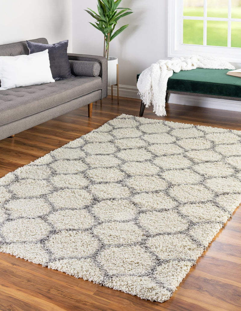 Lattice Loft Shag Collection Area Rug - Chelsea (Ivory) Rectangle Ivory lifestyle 0