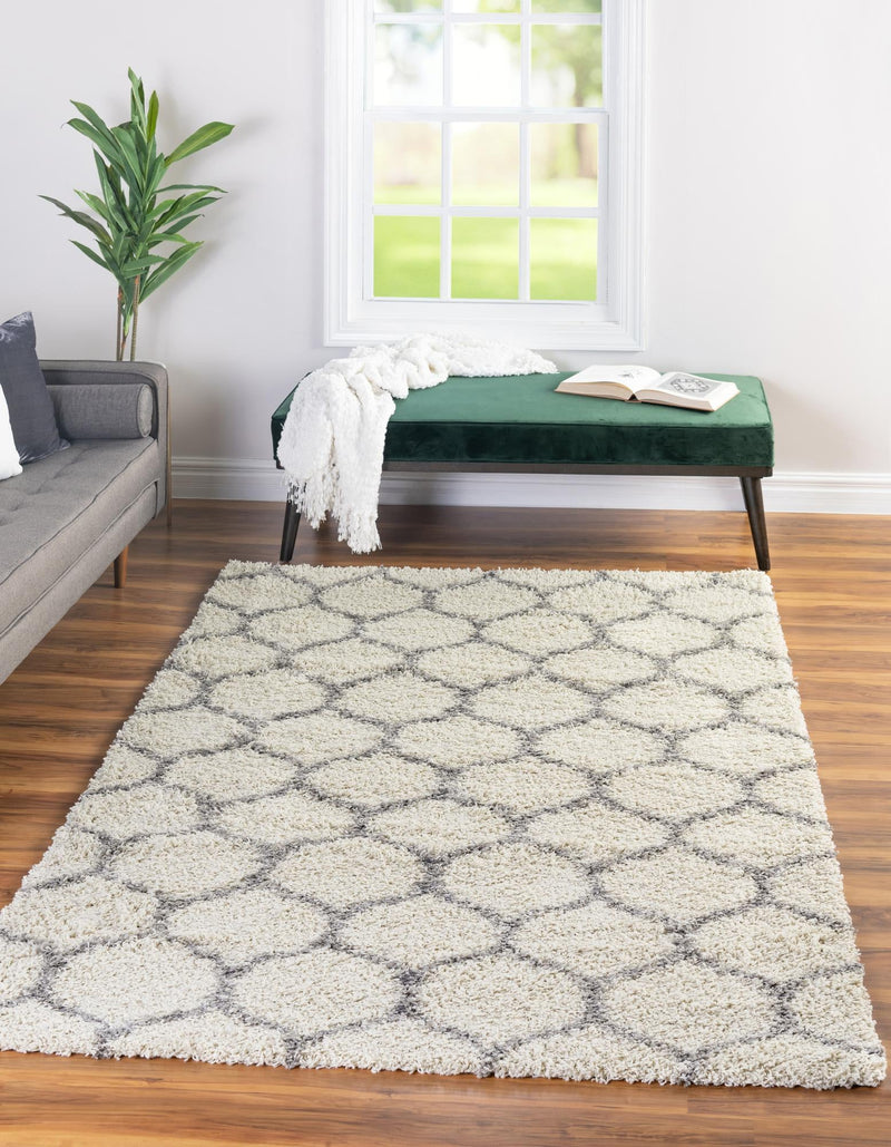 Lattice Loft Shag Collection Area Rug - Chelsea (Ivory) Rectangle Ivory lifestyle 2