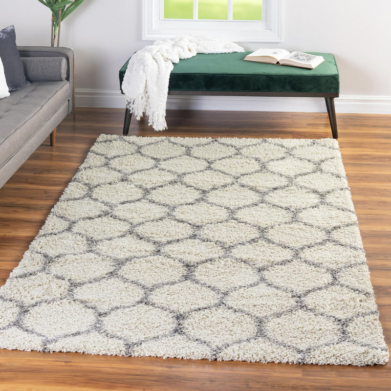 Lattice Loft Shag Collection Area Rug - Chelsea (Ivory) Rectangle Ivory lifestyle 15