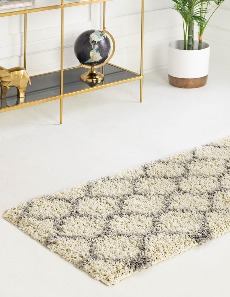Lattice Loft Shag Collection Area Rug - Chelsea (Ivory) Runner Ivory lifestyle 2