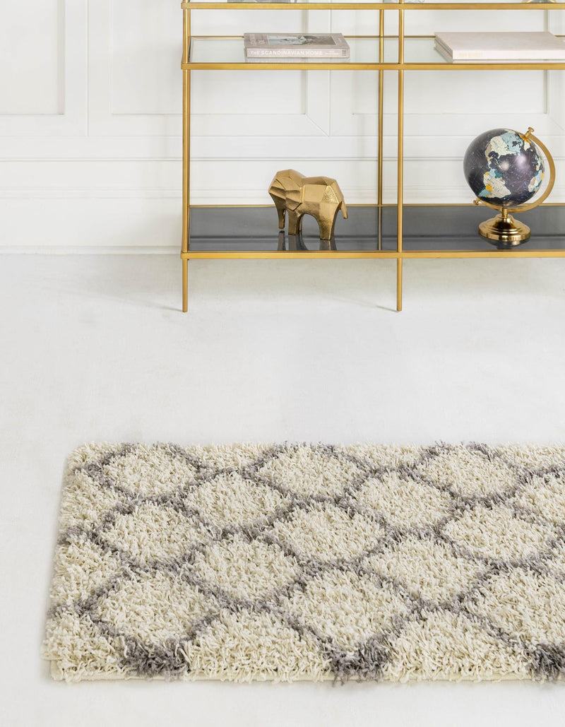 Lattice Loft Shag Collection Area Rug - Chelsea (Ivory) Runner Ivory lifestyle 3