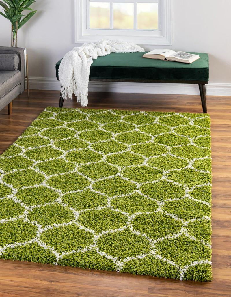 Lattice Loft Shag Collection Area Rug - Chelsea (Green) Rectangle Green lifestyle 0