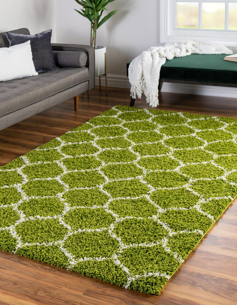 Lattice Loft Shag Collection Area Rug - Chelsea (Green) Rectangle Green lifestyle 2
