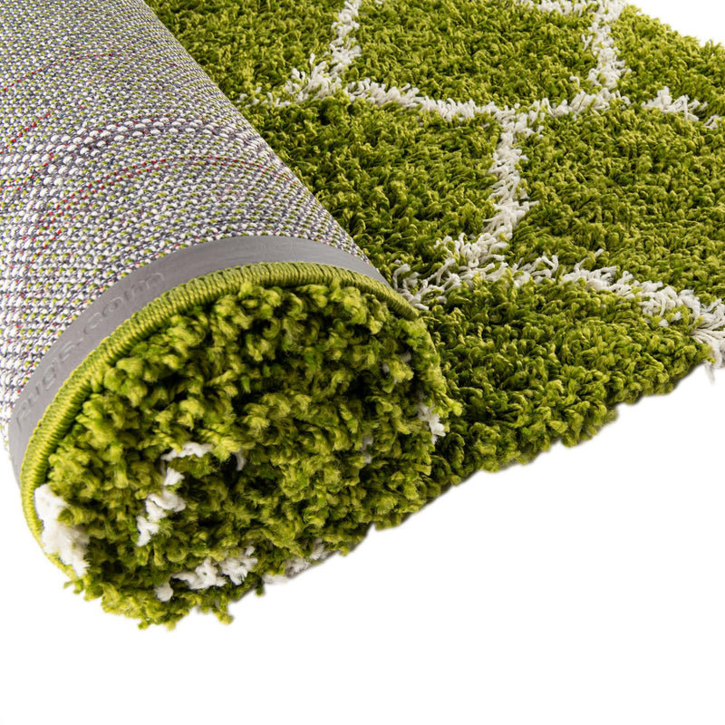 Lattice Loft Shag Collection Area Rug - Chelsea (Green) Rectangle Green lifestyle 10