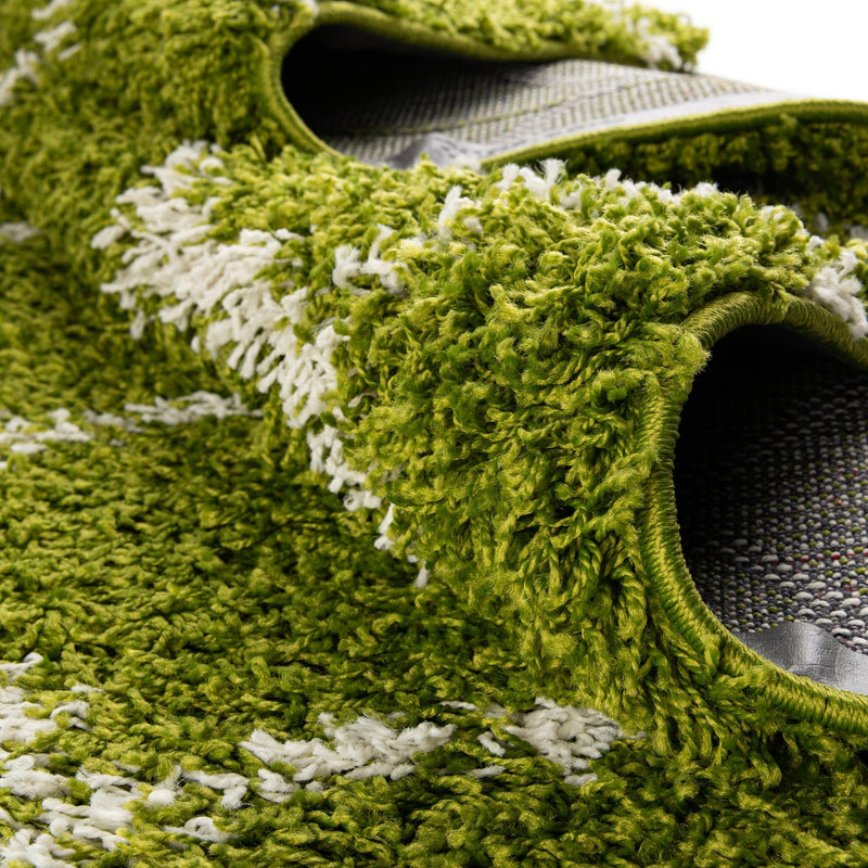 Lattice Loft Shag Collection Area Rug - Chelsea (Green) Rectangle Green lifestyle 11