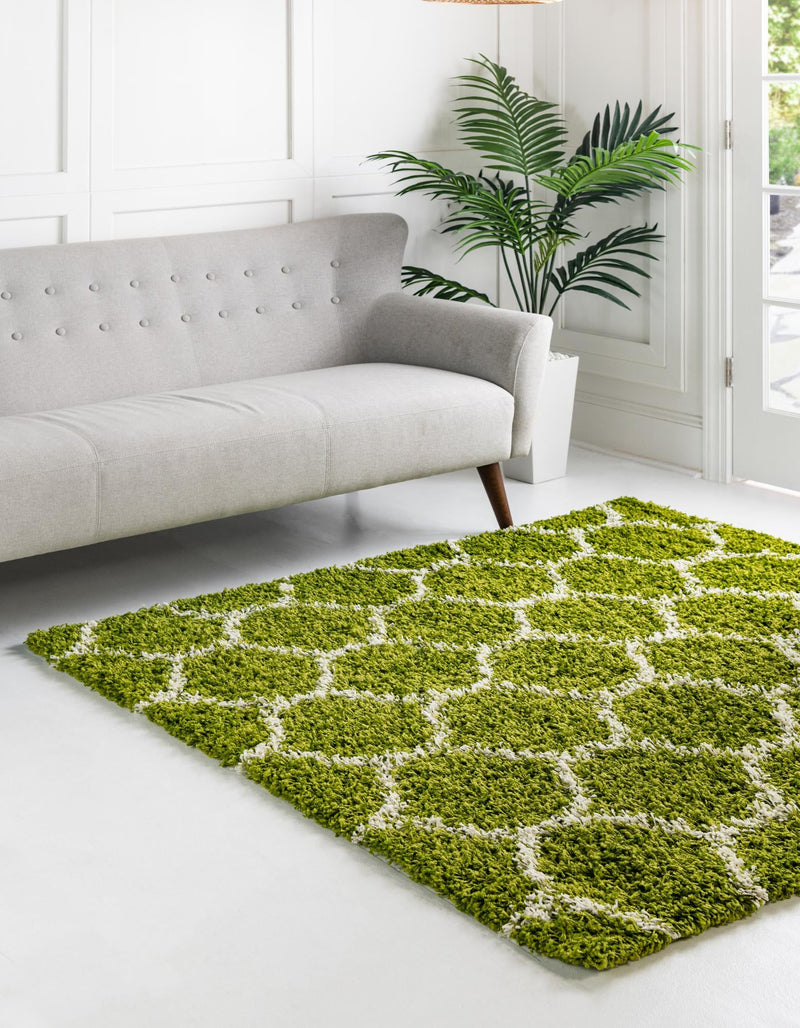 Lattice Loft Shag Collection Area Rug - Chelsea (Green) Square Green lifestyle 0