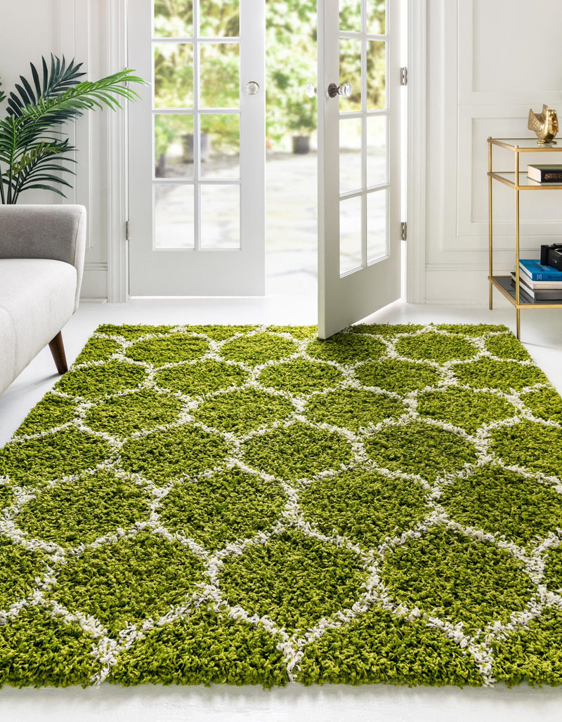 Lattice Loft Shag Collection Area Rug - Chelsea (Green) Square Green lifestyle 2